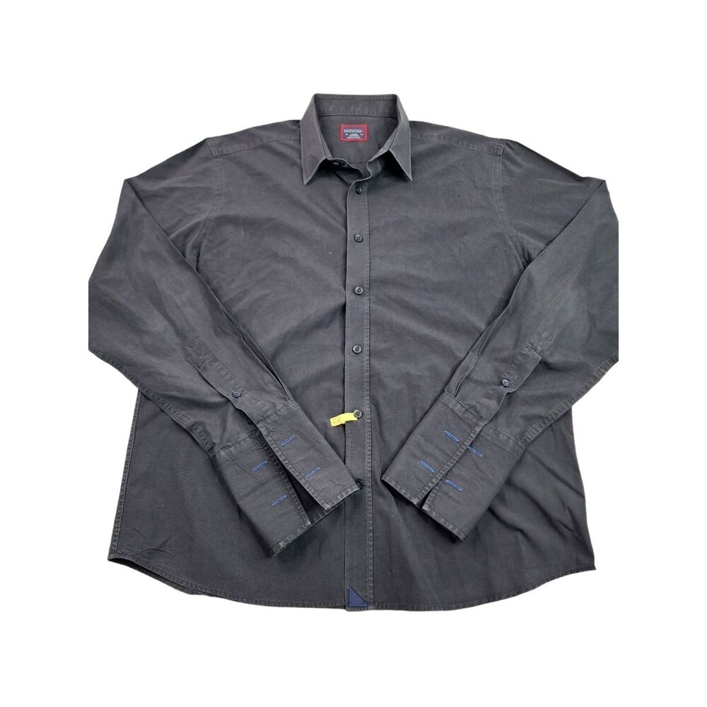 UNTUCKit Mens L Large Black Long Sleeve Button Front Shirt‎